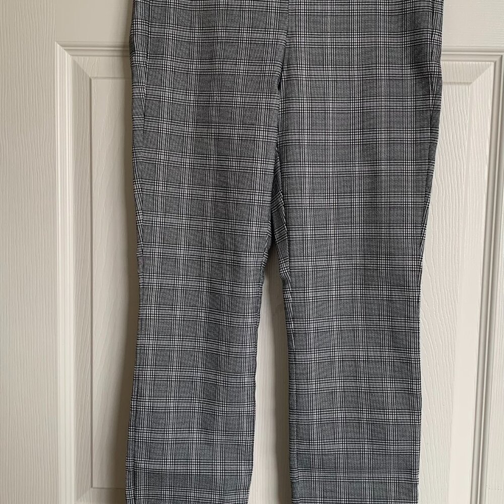 Grey Plaid Pull On Pants